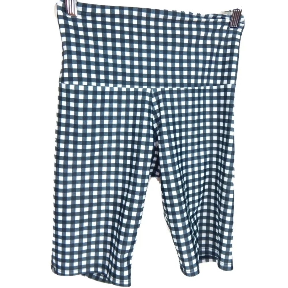 Onzie Black White Gingham Bike Shorts